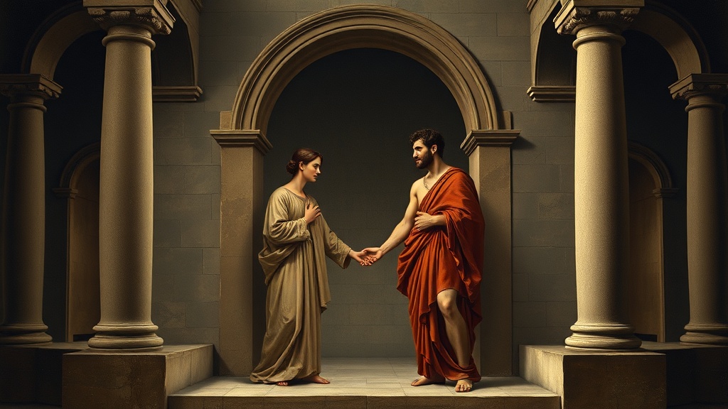 Allegorical scene of a covenantal pledge