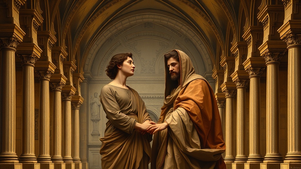 Allegorical scene of covenant and enduring love