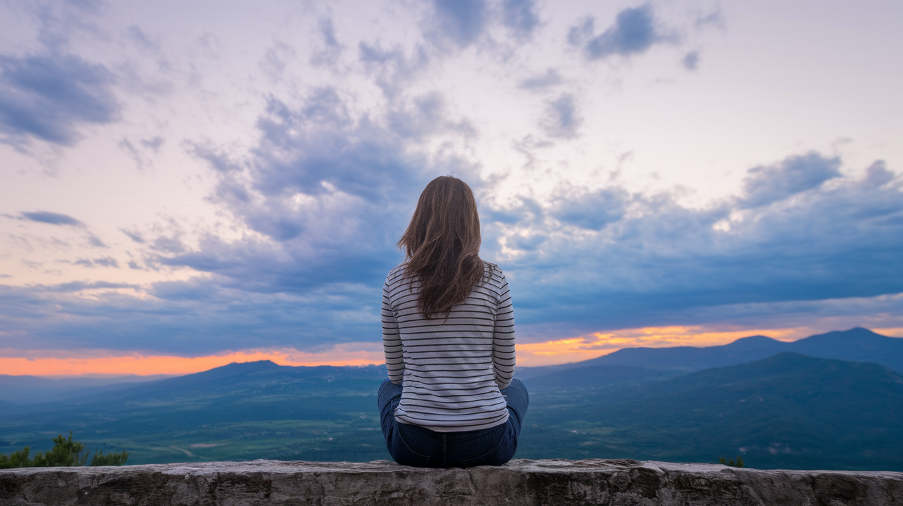 una-mujer-de-rodillas-orando-y-mirando-97vd99ug1s