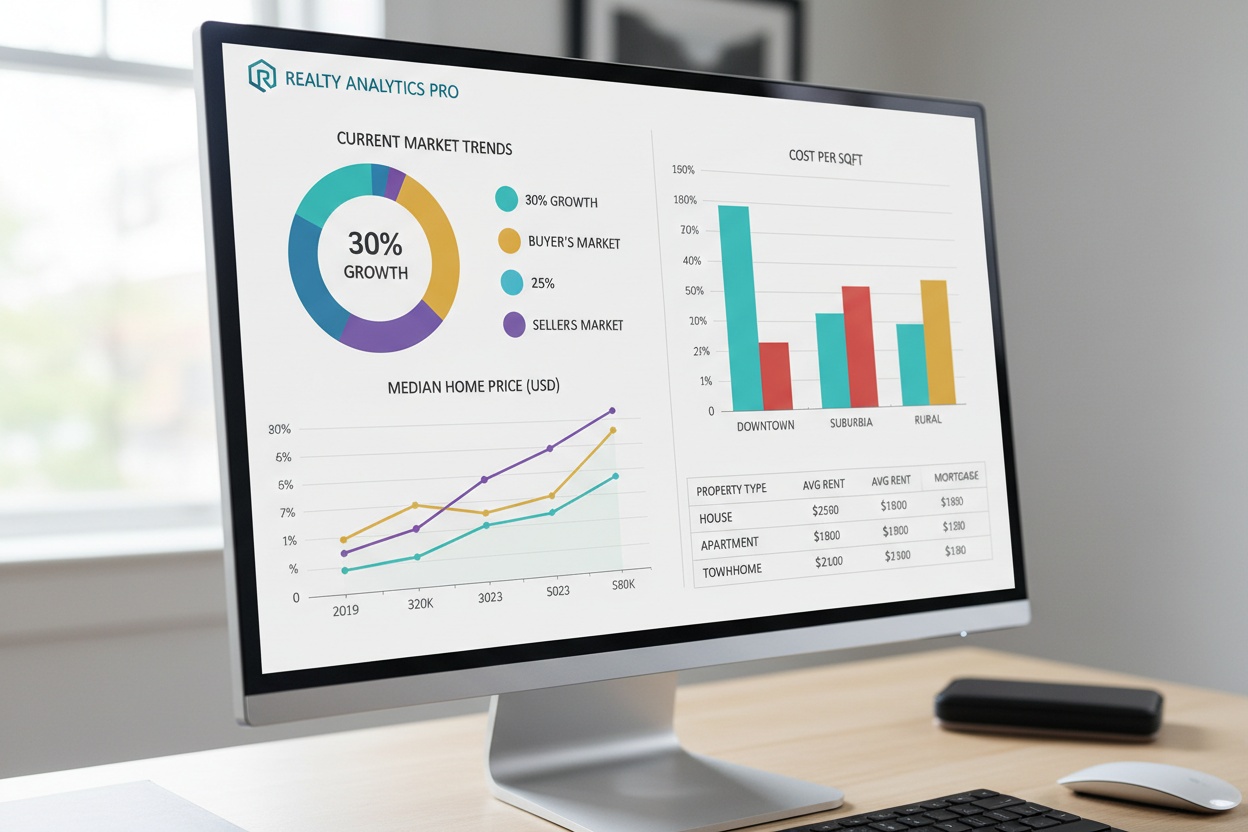 Data analytics dashboard showing pricing metrics and market trends