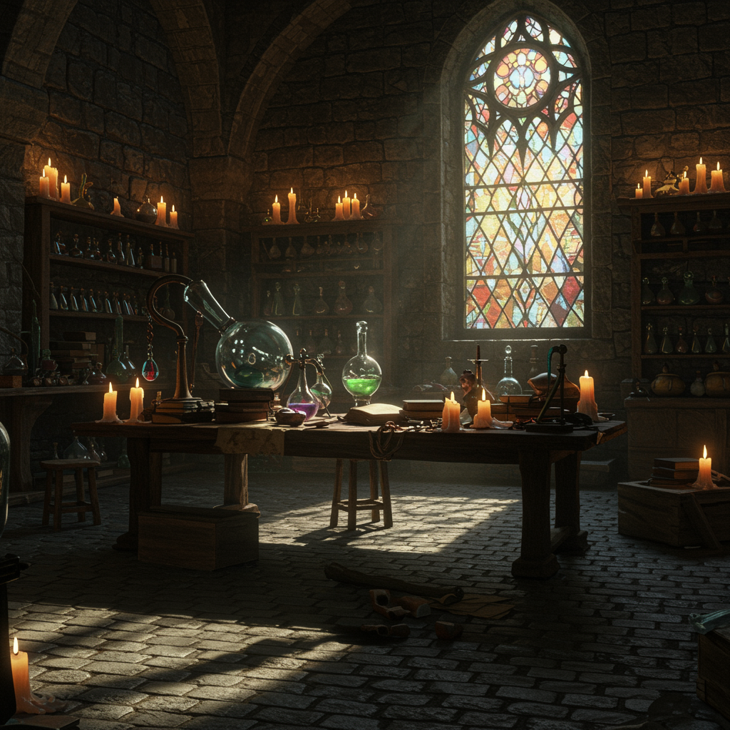dark fantasy alchemist laboratory