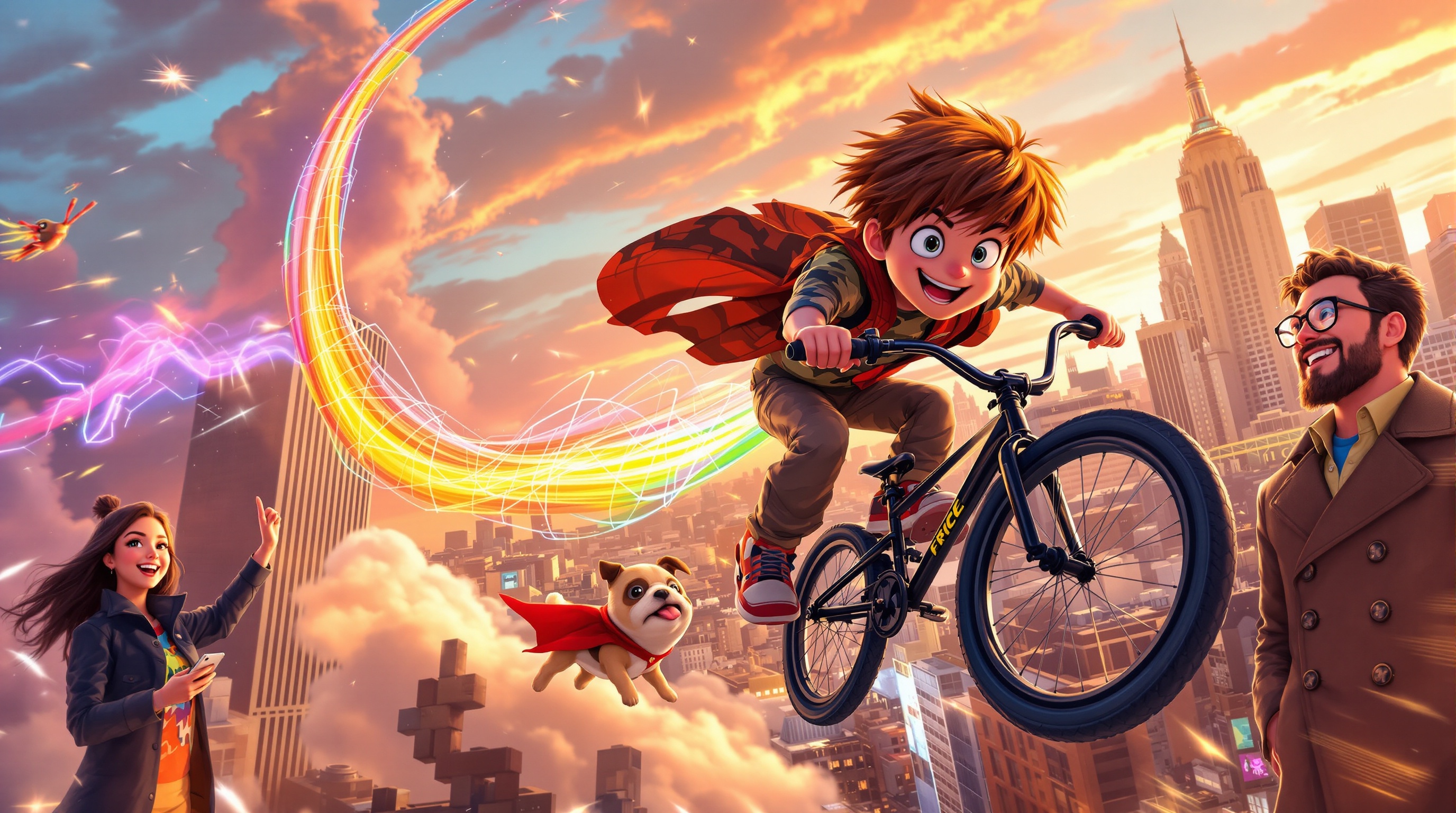 Epic finale — William soars with rainbow filament trail