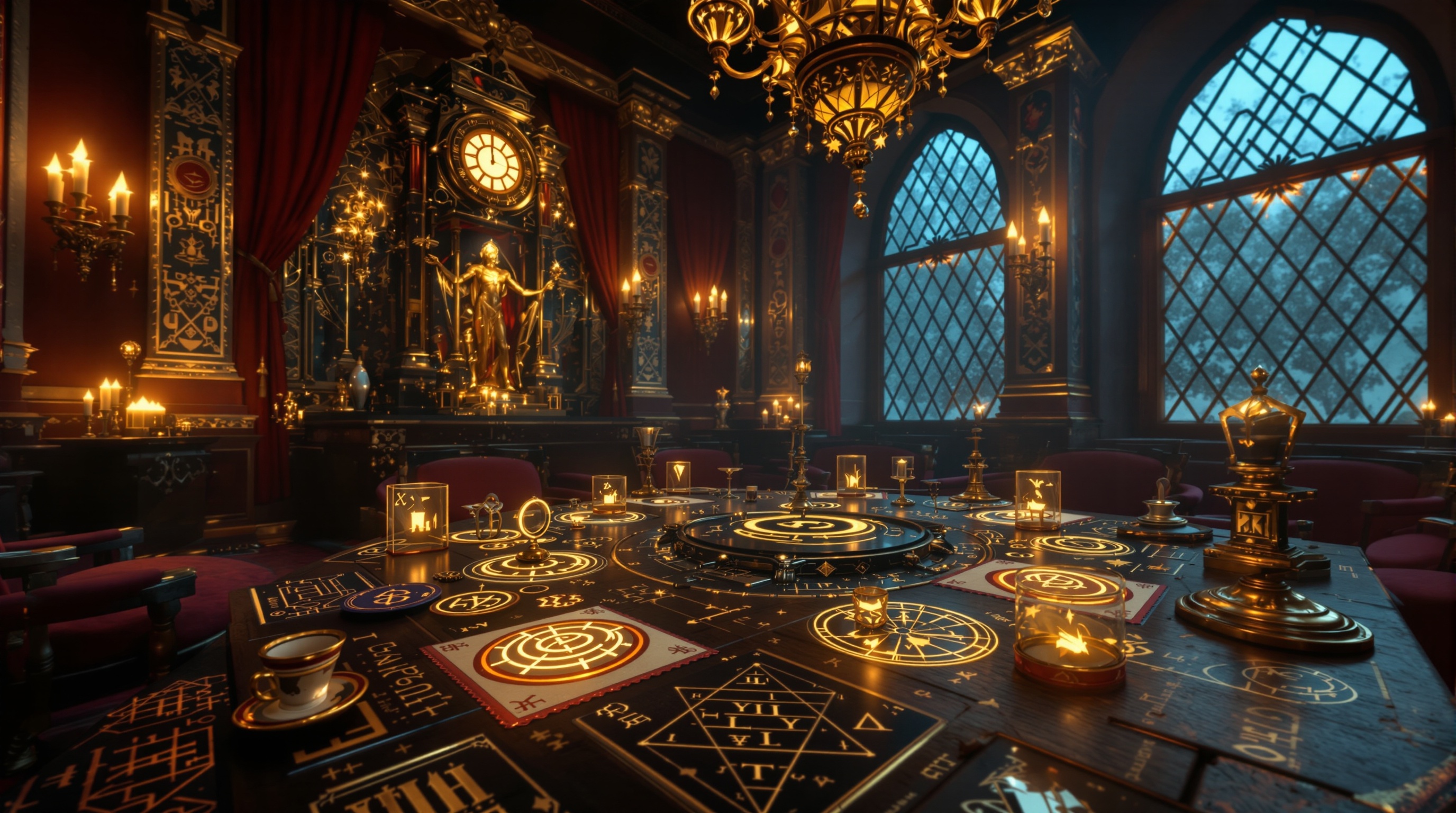 Escenario gótico y misterioso de Oldest Golden Treasure el escape room VR