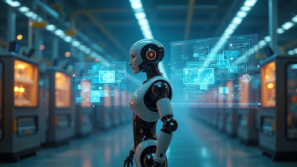 Brazo robótico operando con la Inteligencia Artificial Física de Google en un entorno industrial