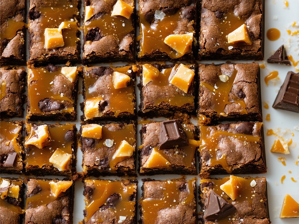 Salted caramel brownie brittle packaging in basic cellophane bags