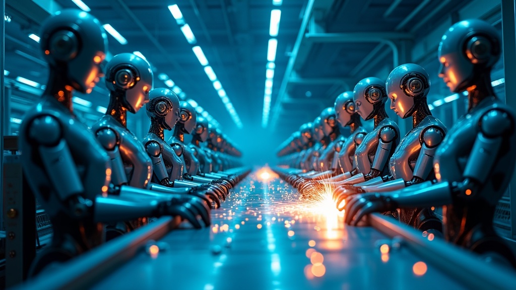 Primer plano de un robot humanoide chino con diseño futurista