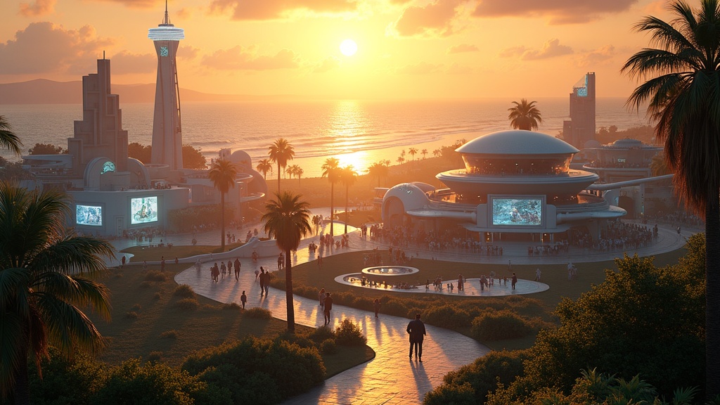 Render del concepto arquitectónico de Dreamland Studios Canarias