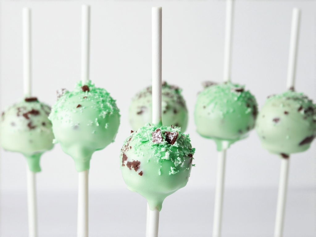 Comparison of failed homemade cake pops versus professional structured mint cake pops