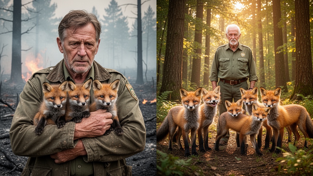 A forester saved three fox cubs from a fire, thinking he was simply doing a good deed, but what happened years later completely surprised him.