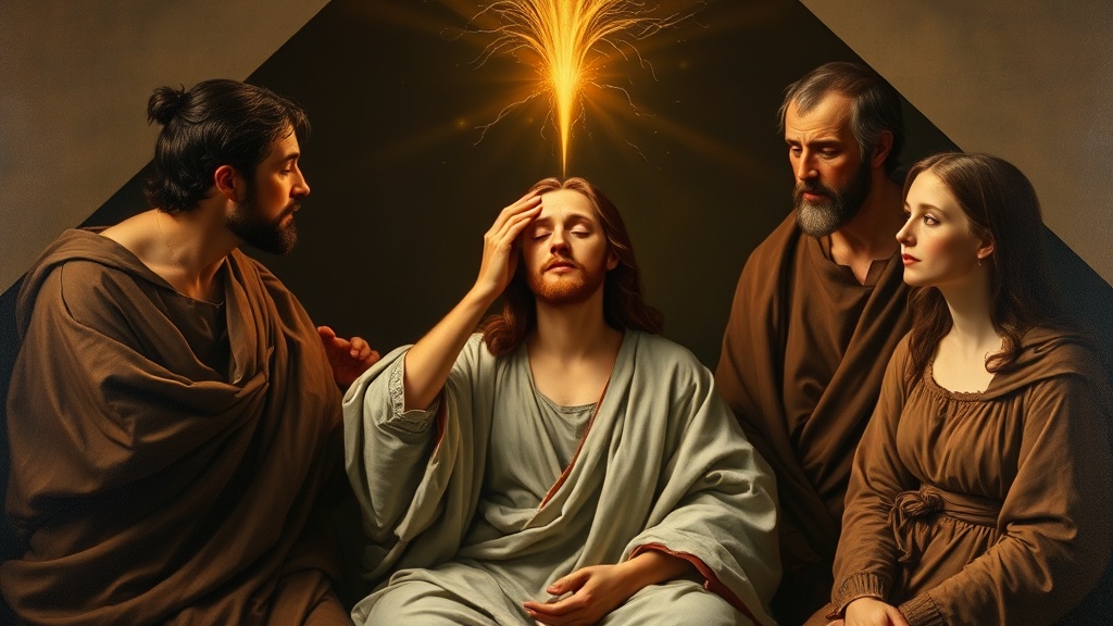 Renaissance style healing scene suggesting neural restoration