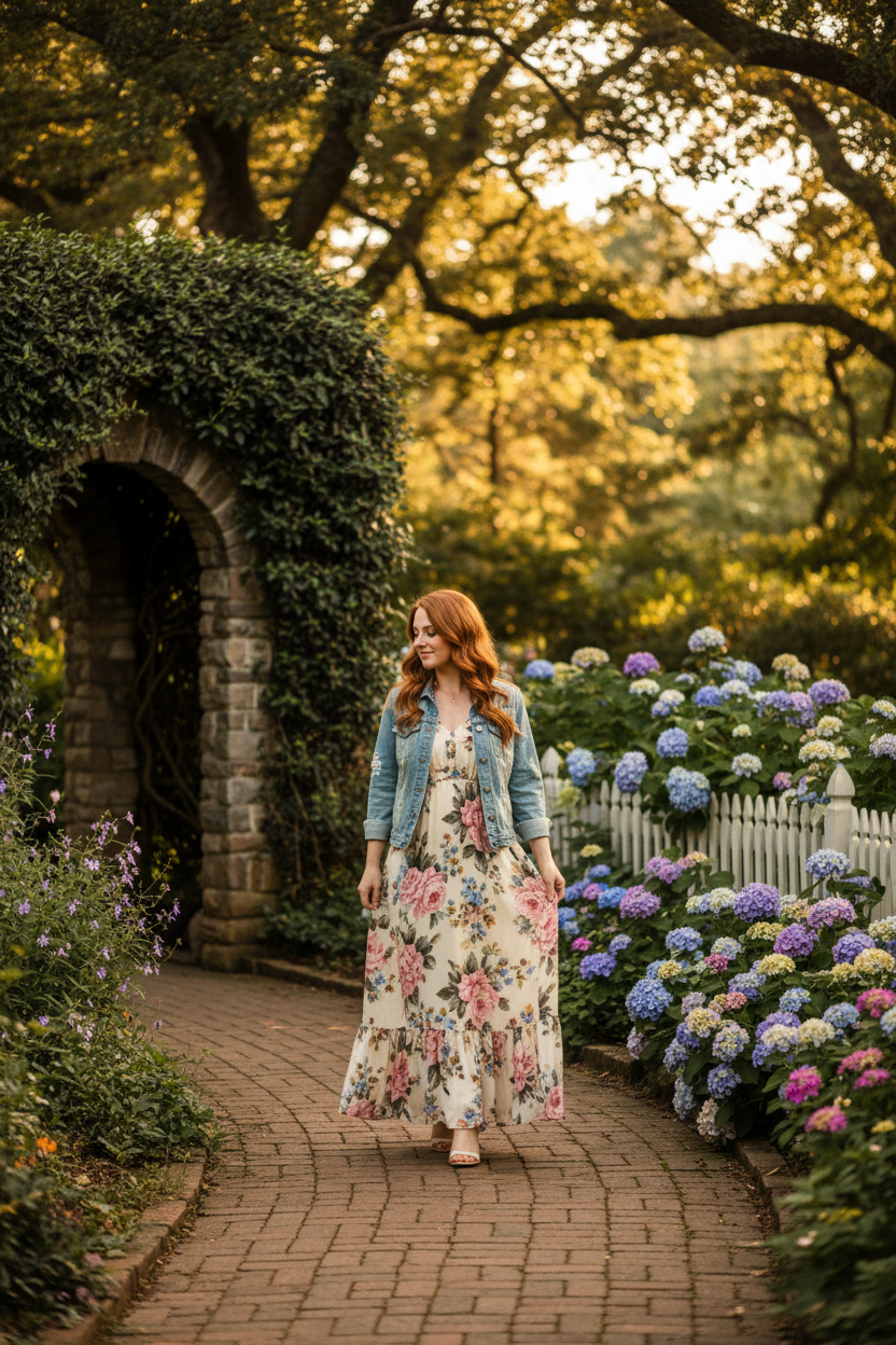 Maxi Dress with Denim Jacket