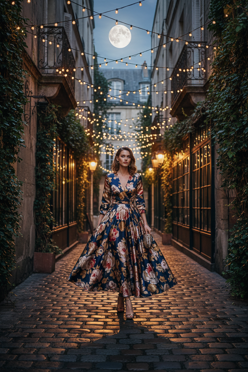 Satin Floral Maxi Dress