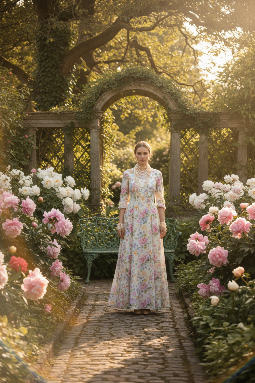 Pastel Maxi Dress with Pearls