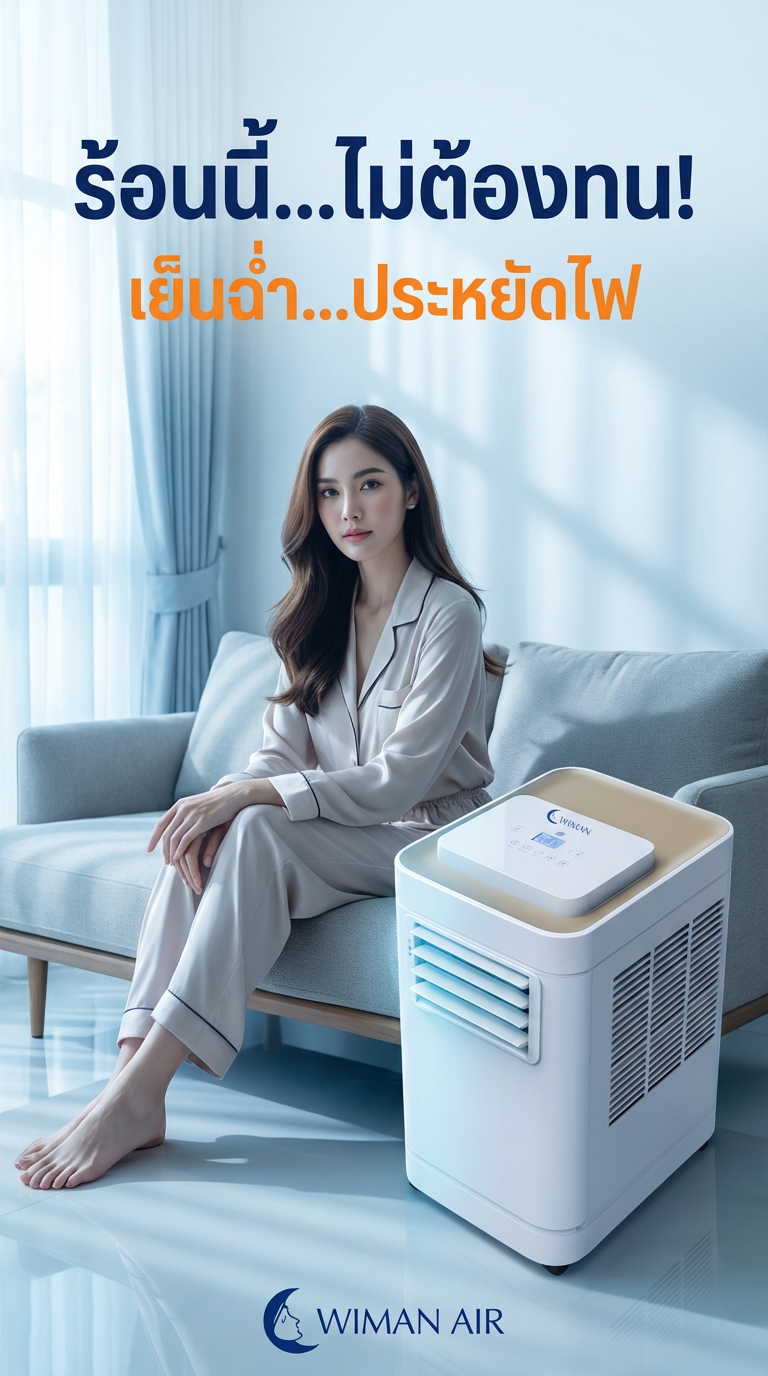 แอร์เคลื่อนที่ WIMAN Air 12000 BTU เย็นสบาย ไม่ต้องเจาะผนัง
