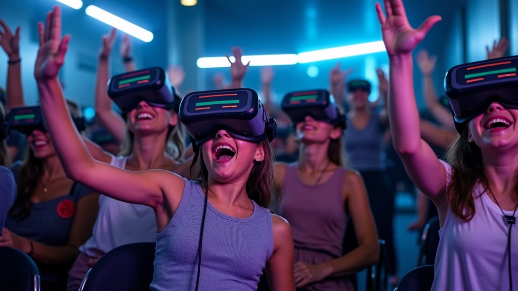 Una persona disfrutando de una de las experiencias de realidad virtual que se pueden contratar en Virtua Barcelona.