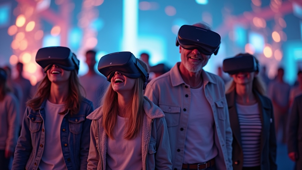 Grupo de amigos preparándose para una sesión de VR en Barcelona.