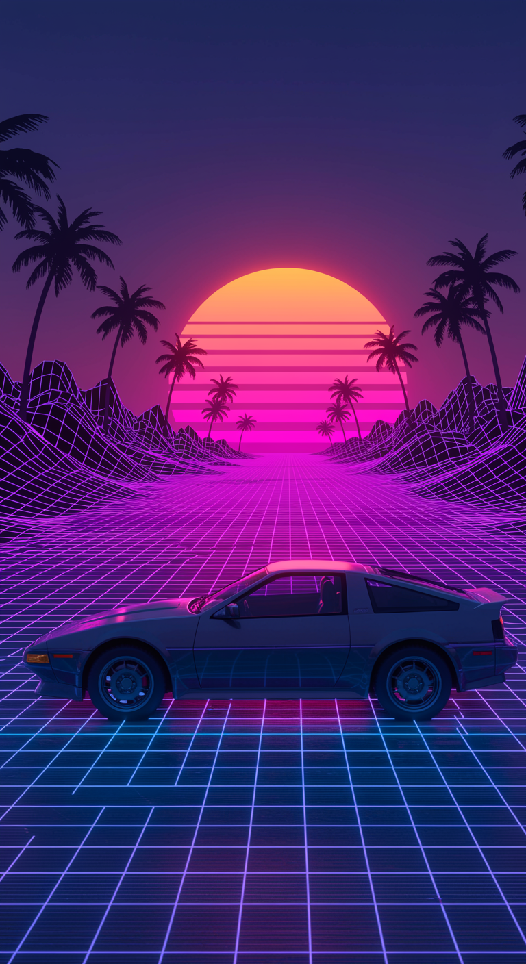 synthwave 80s sports car