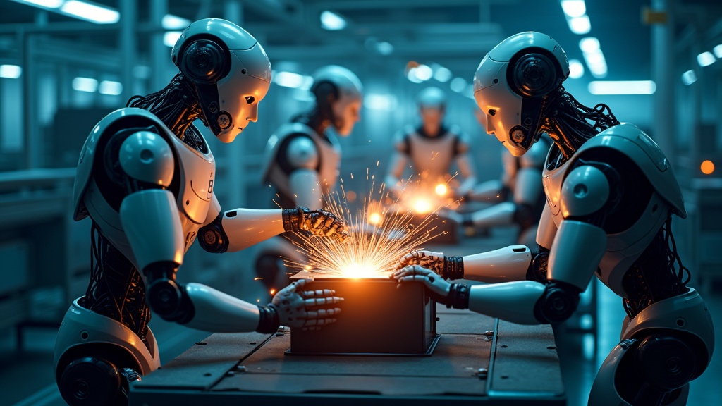 Robot humanoide BMW en la fábrica de Leipzig manipulando componentes