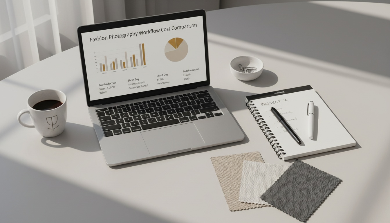 Comparação de custos entre photoshoot tradicional e IA