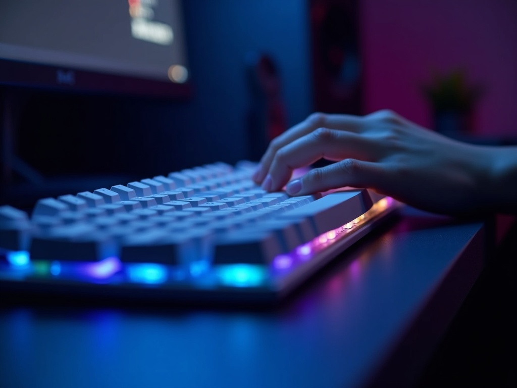 Mars Gaming MK124 sobre un escritorio gaming iluminado demostrando que merece la pena