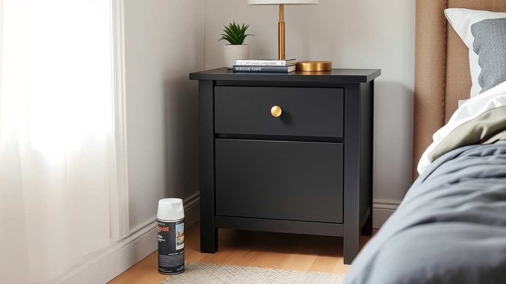 $26 Goodwill Nightstand Flip: Orange Oak to Matte Black