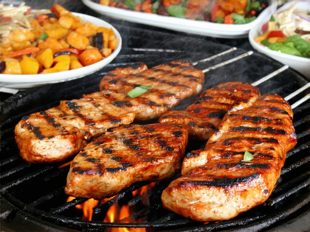Healthy indoor BBQ meal preparation