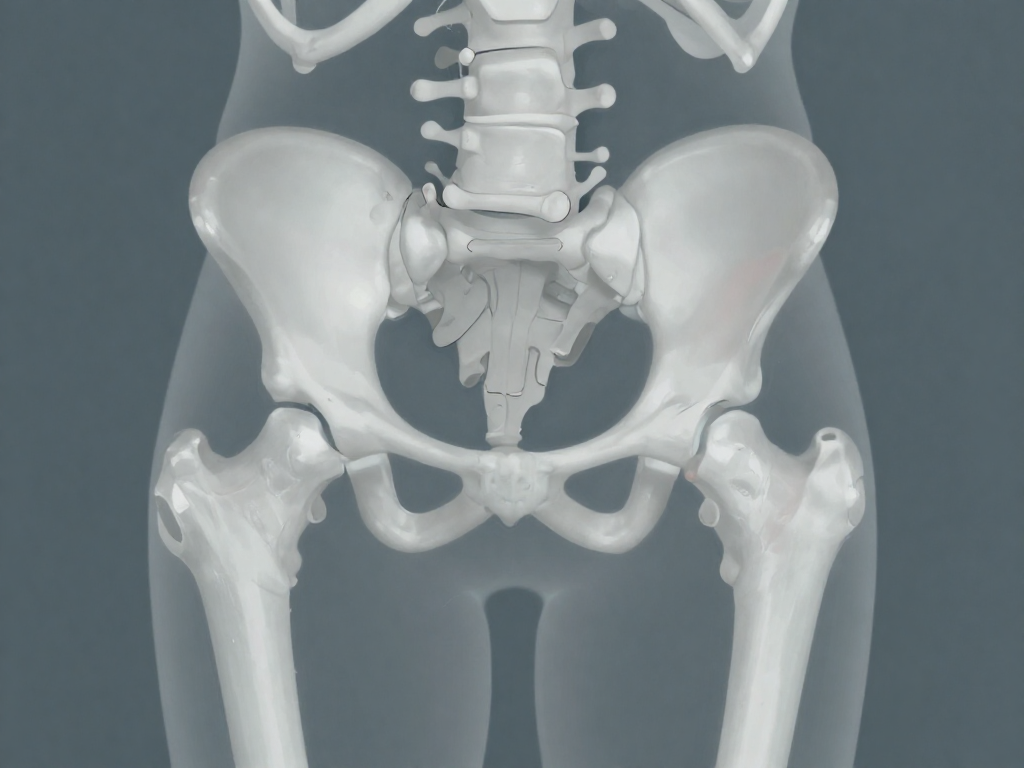 Abstract illustration of hip joint and soft tissues