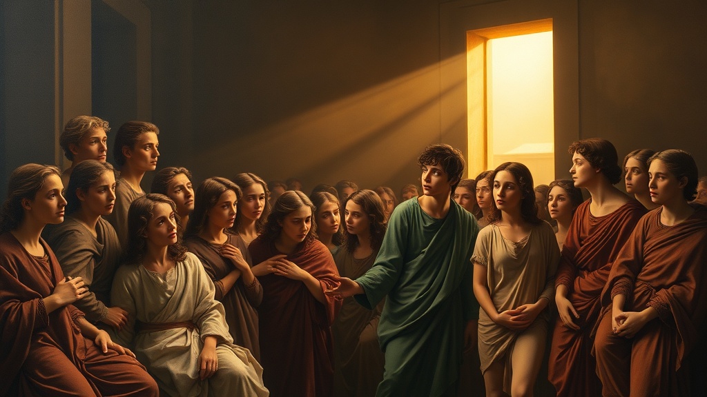 Renaissance-style allegorical scene suggesting departure and mission