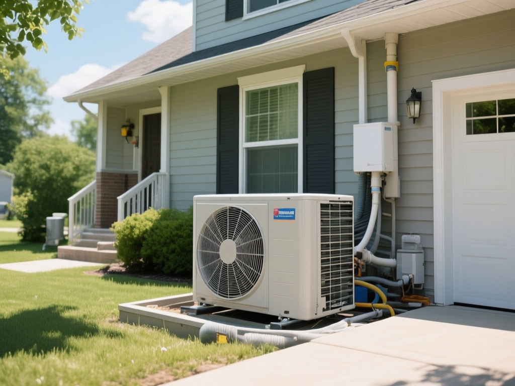 AC unit being serviced in Brighton Michigan
