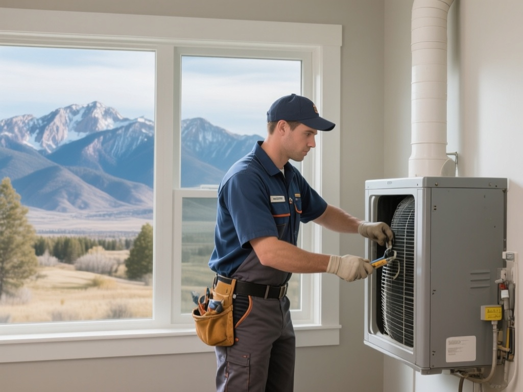HVAC technician repairing furnace in American Fork Utah