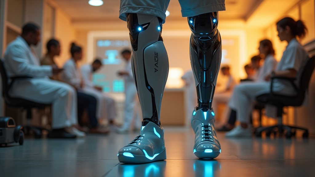 Paciente en rehabilitación utilizando la Pierna Robótica Awake para mejorar la marcha.
