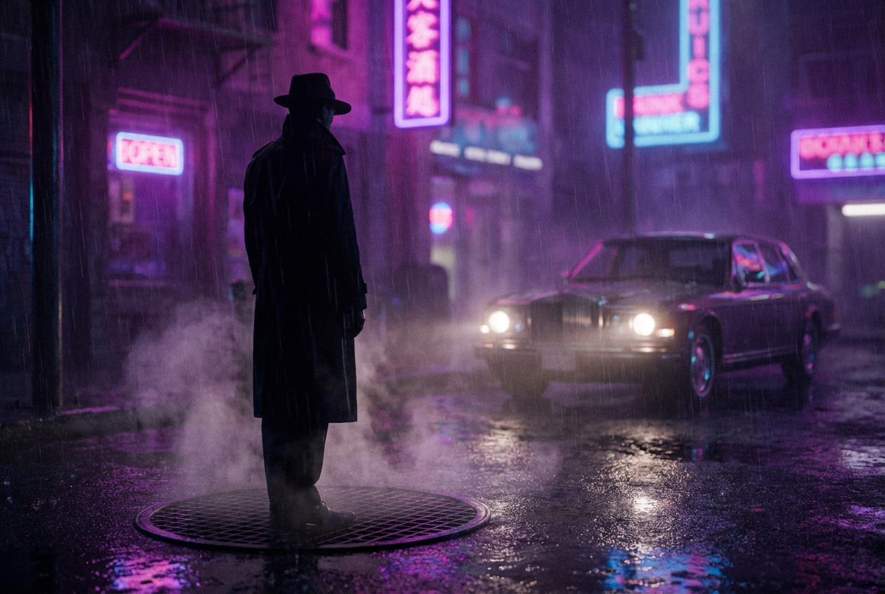 A moody nighttime urban scene perfect for a trap music video