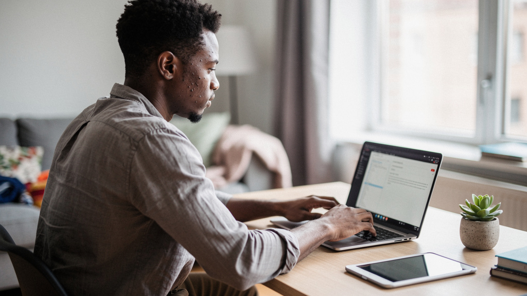 young freelancer working on laptop for how to start an ai content business with no skills