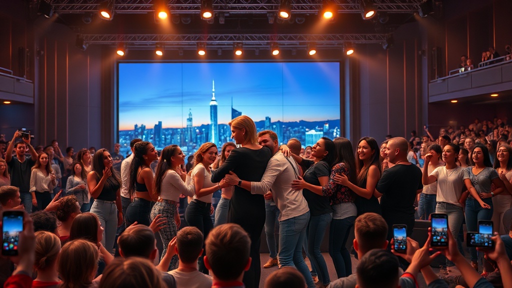 Joyful exchange after a festival