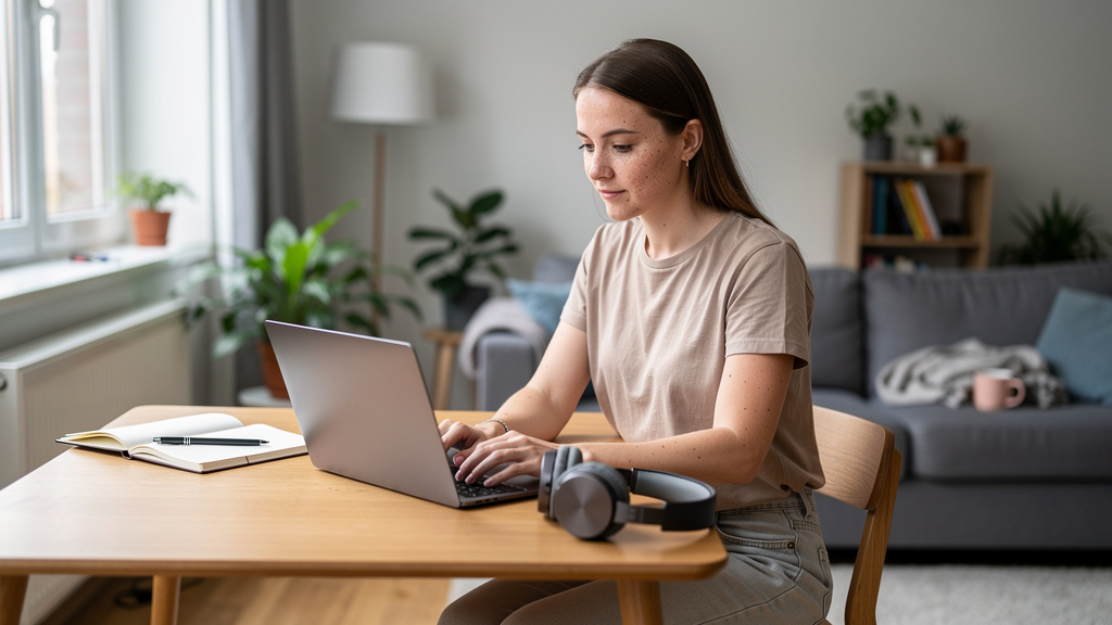 young freelancer working on laptop for how to use ai to start a blog that makes money