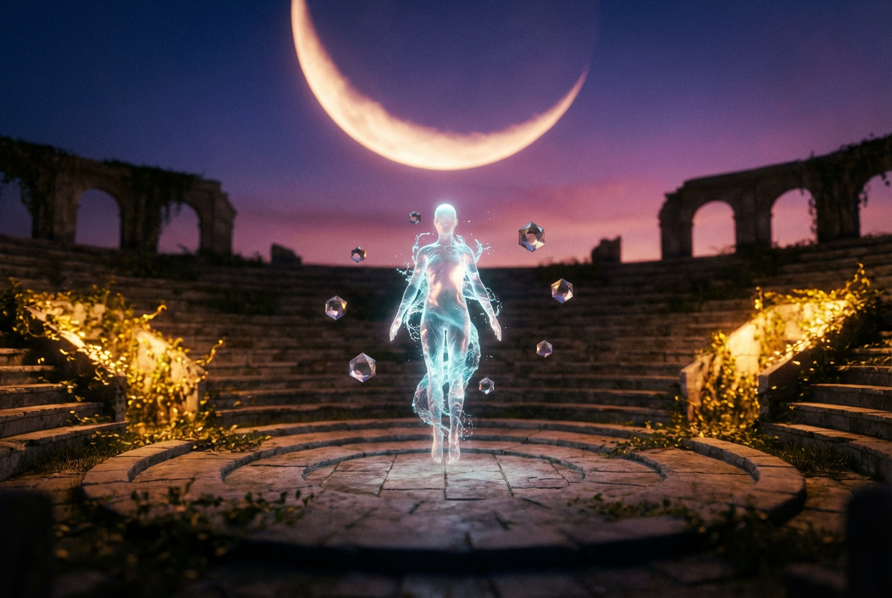 Ethereal melodic techno AI visual scene