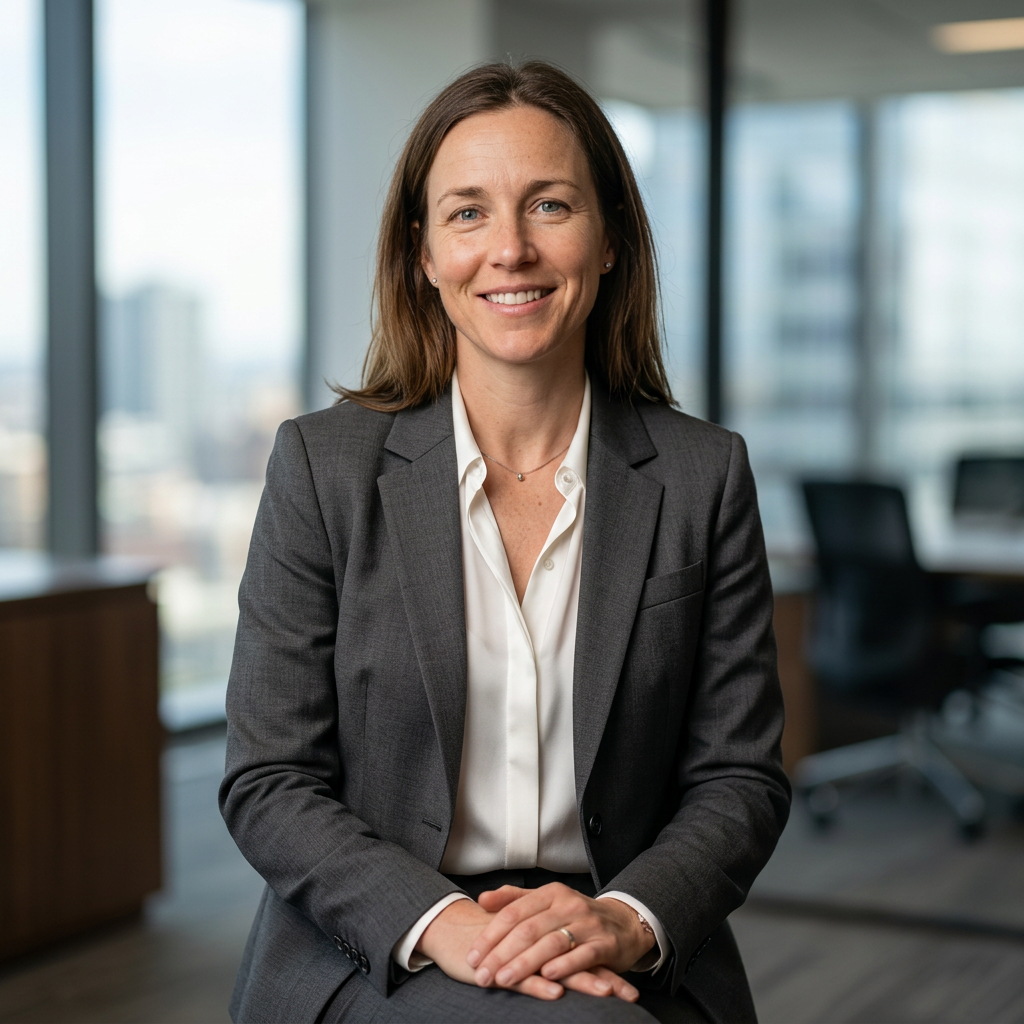 Professional portrait in charcoal blazer