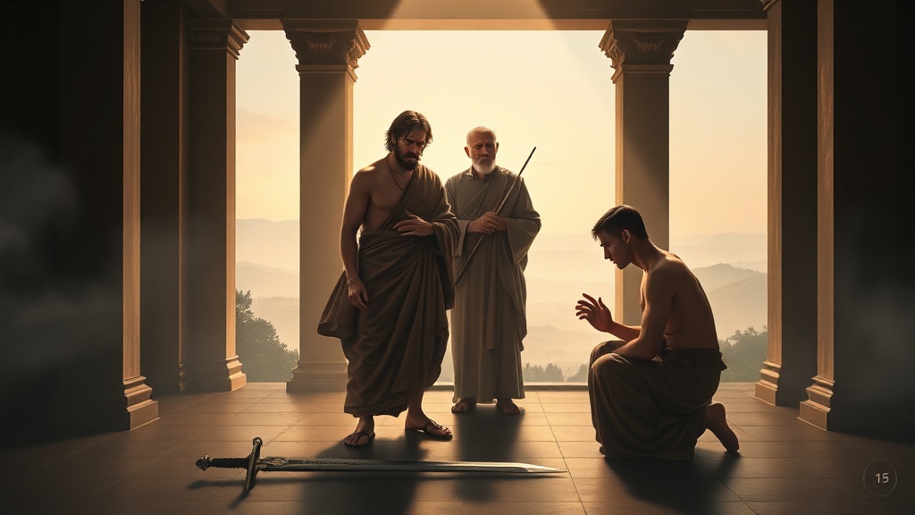 Allegorical scene of revenge and forgiveness