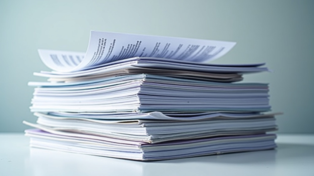 Stack of professional financial reports and official documents representing research sources
