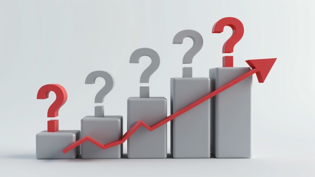 A conceptual 3D graphic of question marks blending into upward stock market arrows, representing solutions to investor questions