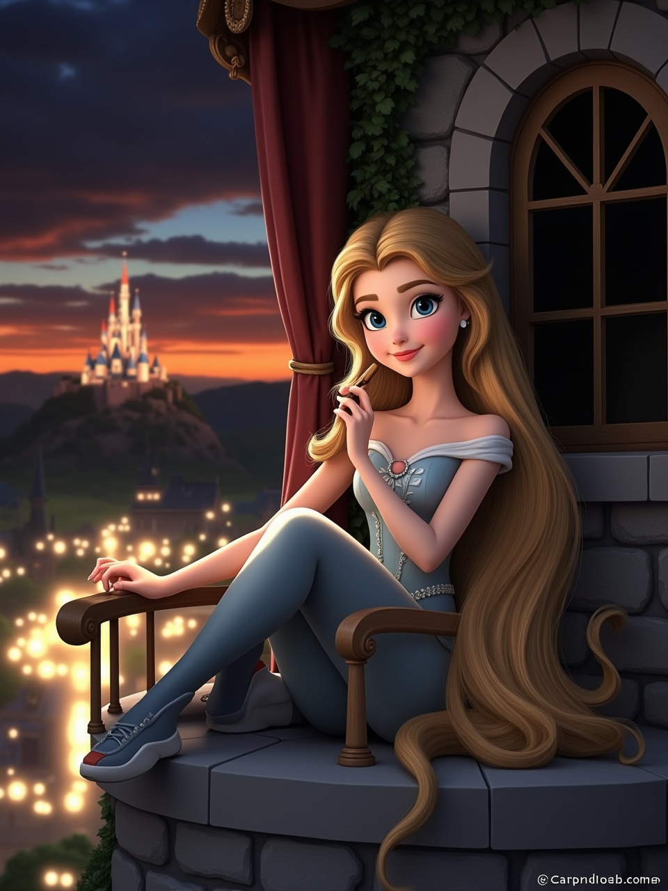 young-princess-sitting-by-a-tower-window-brushing-qiwr42fkk5