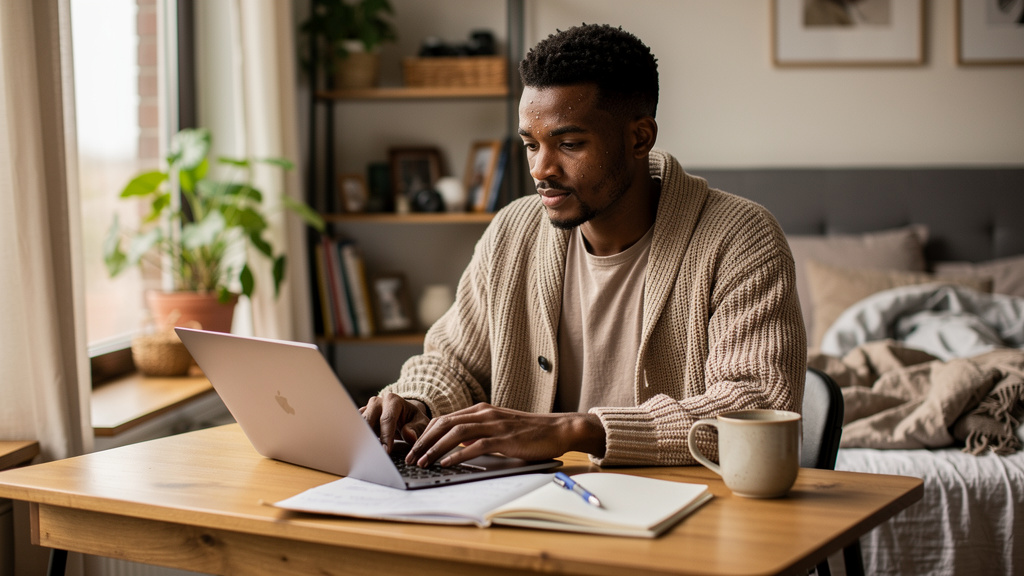 young freelancer working on laptop for 7 websites that pay you to use ai tools