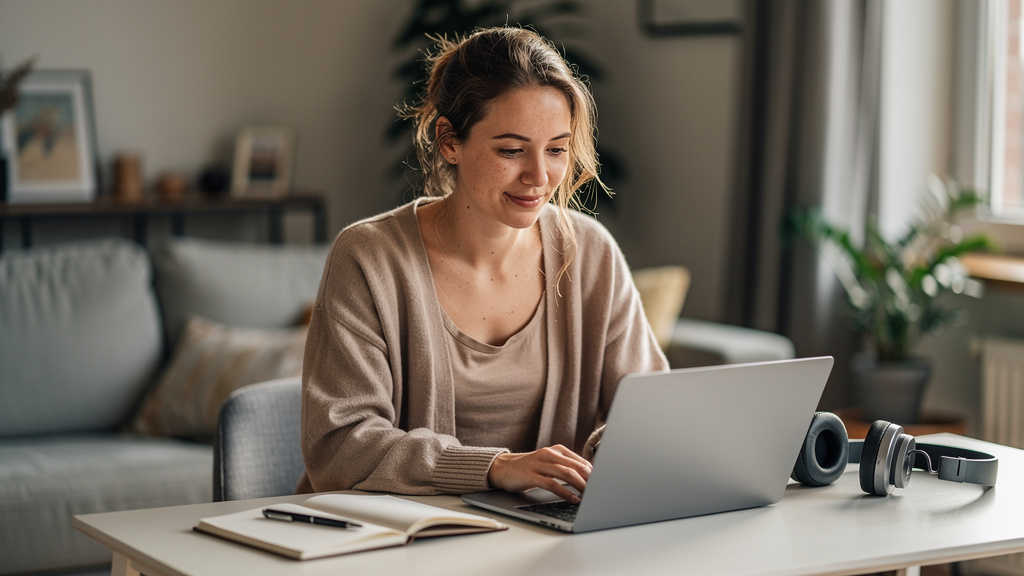 content creator at home office working on 7 websites that pay you to use ai tools