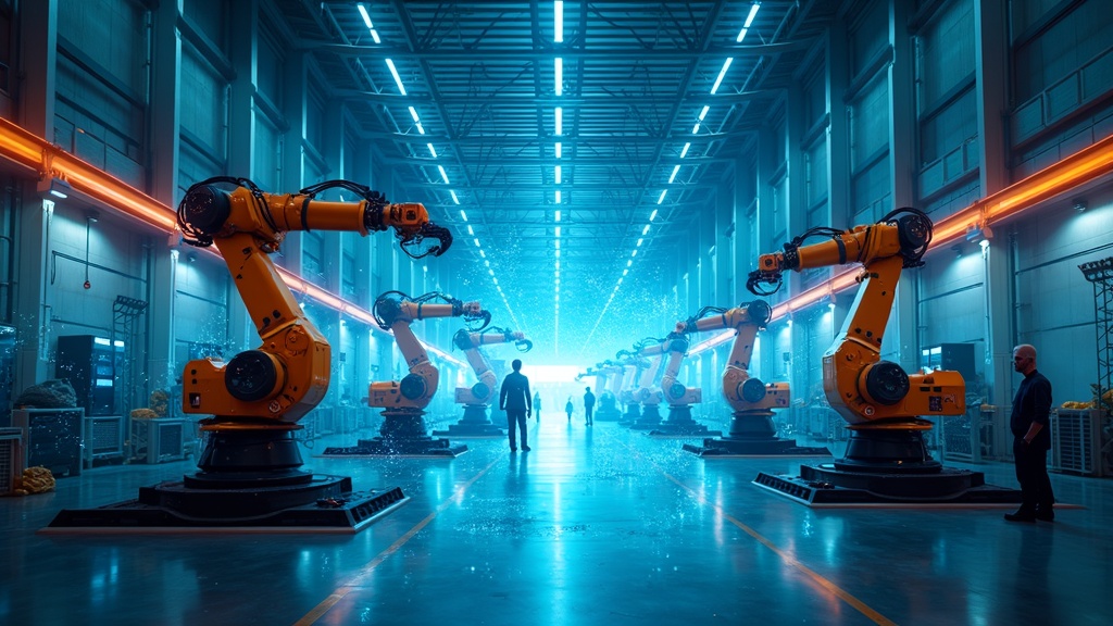 Entorno industrial avanzado integrando la tecnología de ABB Nvidia Robótica IA