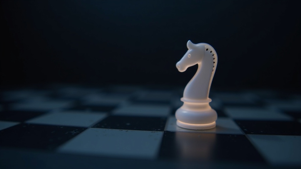 A glowing chess piece on a chessboard representing strategic ETF investment