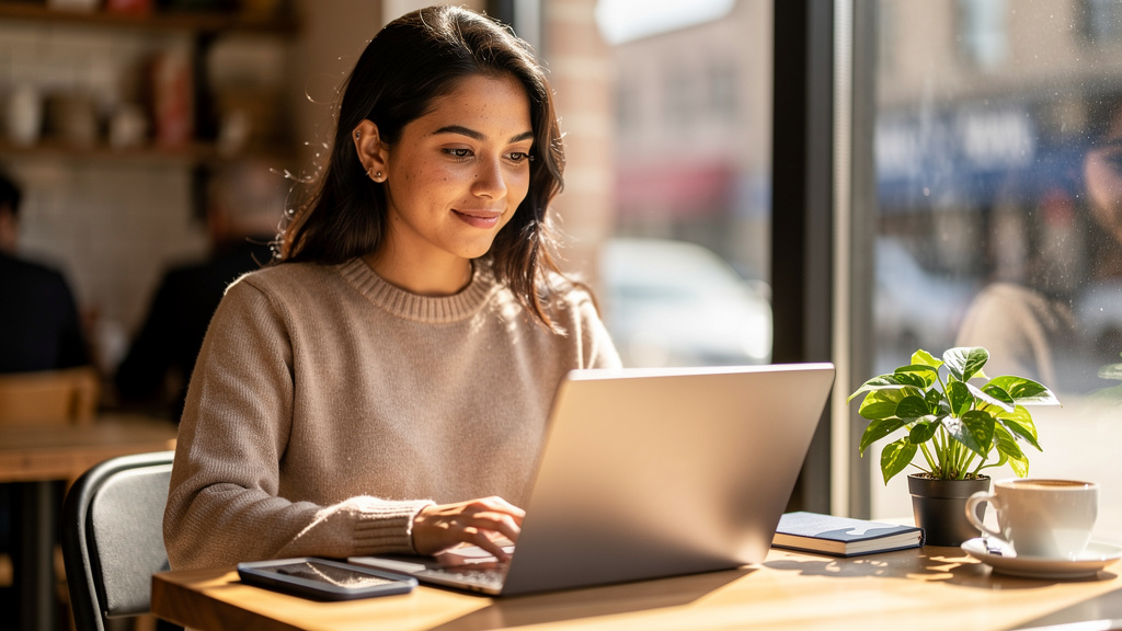 content creator at home office working on make money writing articles with ai (beginner method)