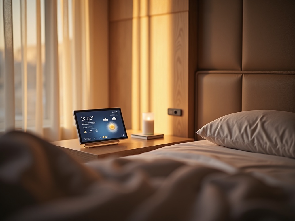 Amazon Echo Spot sobre una mesita de noche moderna
