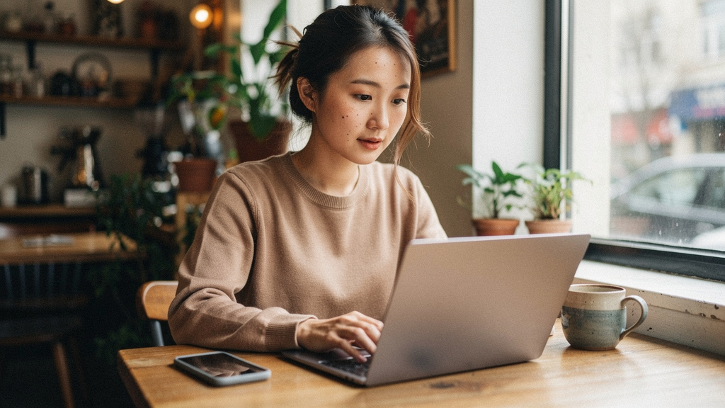 young freelancer working on laptop for 10 online businesses you can start using ai