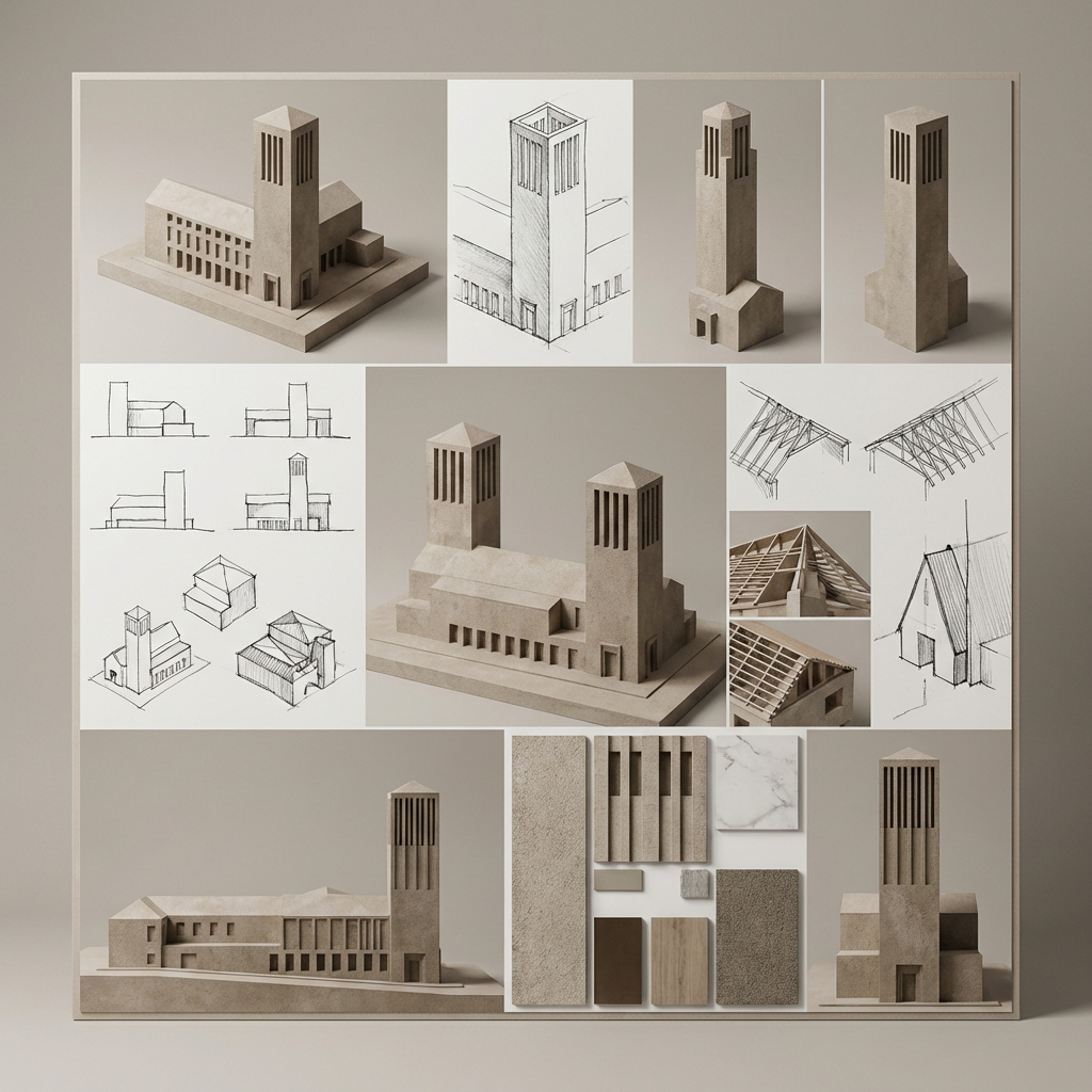 AI massing and form exploration illustration