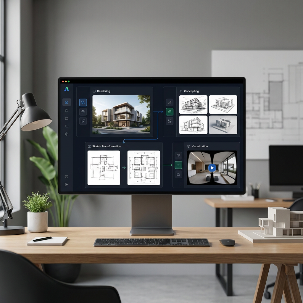 AI architecture workflows on RunDiffusion illustration